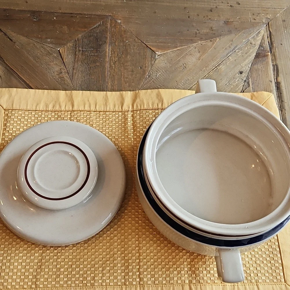 Contemporary Chateau Japanese Stoneware Handpainted Vintage Lidded Casserole